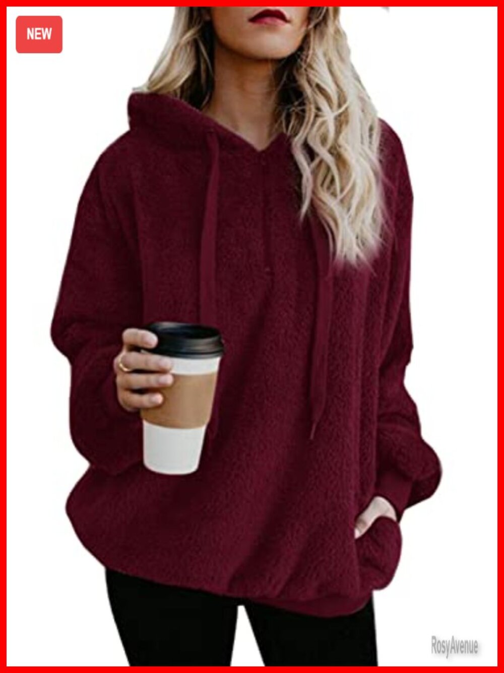 Oversized Sherpa Hoodie Pullover Fleece Sweatshirt Quarter Zip
